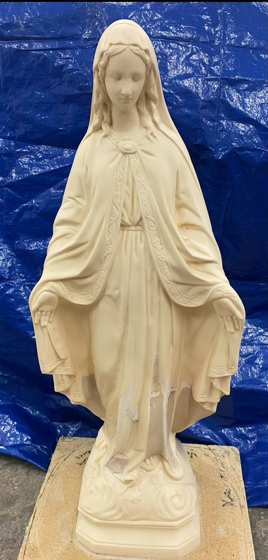 Preorder Available: 24-Inch Concrete Mother Mary Statue for Peaceful Outdoor Decor